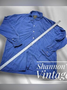 Fonte LSTR Men's Washed 100% Silk Men’s sz XL Herringbone Star Button Shirts A50